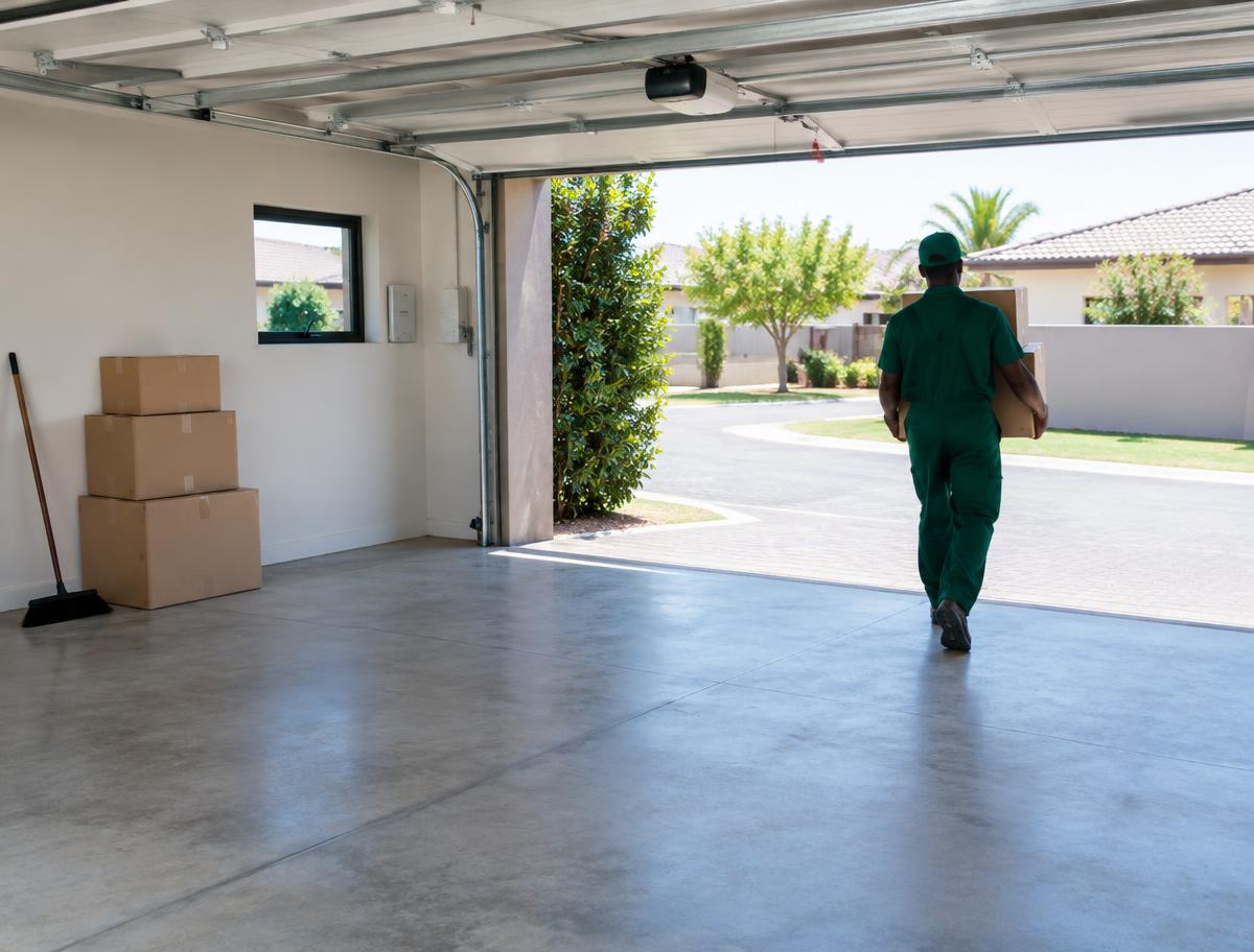 A cleared, swept garage after a Gatsho rubbish removal